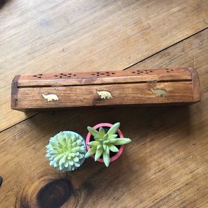 SOLD - Wooden Incense Burner with Golden 🐘